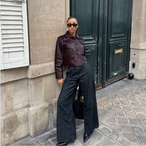 Mango Deep Burgundy Pony-hair Leather Jacket - Picture 4 of 4